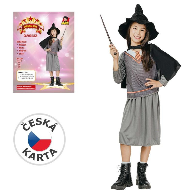 Šaty na karneval - čarodějnice, 120-130 cm