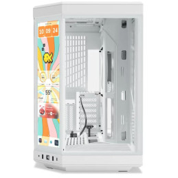 HYTE skříň Y70 Touch Infinite Snow White / 14,9" dotykový displej / levé a přední sklo / Riser PCIe 4.0 / bez zdroje