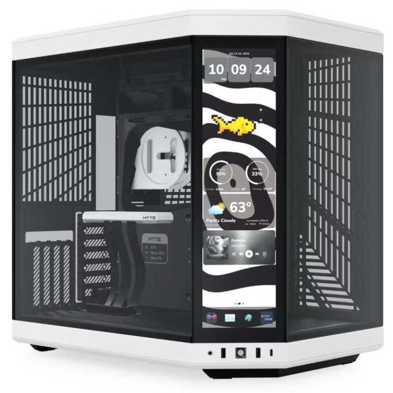 HYTE skříň Y70 Touch Infinite Panda / 14,9" dotykový displej / levé a přední sklo / Riser PCIe 4.0 / bez zdroje