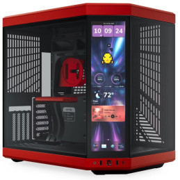HYTE skříň Y70 Touch Infinite Black Cherry / 14,9" dotykový displej / levé a přední sklo / Riser PCIe 4.0 / bez zdroje /