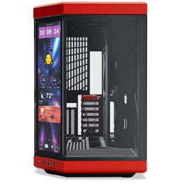 HYTE skříň Y70 Touch Infinite Black Cherry / 14,9" dotykový displej / levé a přední sklo / Riser PCIe 4.0 / bez zdroje /