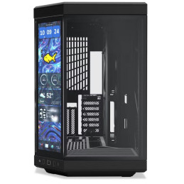 HYTE skříň Y70 Touch Infinite Pitch Black / 14,9" dotykový displej / levé a přední sklo / Riser PCIe 4.0 / bez zdroje /