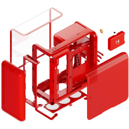 HYTE skříň X50 Cherry / prosklená zaoblená bočnice / bez zdroje / 1x USB-C / 2x USB-A /