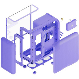 HYTE skříň X50 Taro Milk / prosklená zaoblená bočnice / bez zdroje / 1x USB-C / 2x USB-A /