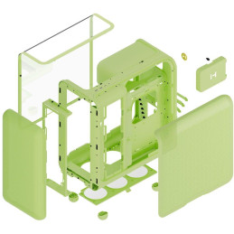 HYTE skříň X50 Matcha Milk / prosklená zaoblená bočnice / bez zdroje / 1x USB-C / 2x USB-A /