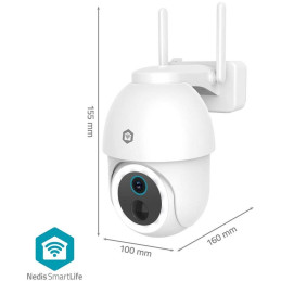 NEDIS IP kamera/ venkovní/ dobíjecí/ IP65/ Wi-Fi/ USB-C/ Reflektor/ 3Mpix/ 1296p/ detekce pohybu/ noční vidění 10m/ bílá