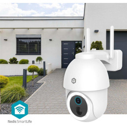 NEDIS IP kamera/ venkovní/ dobíjecí/ IP65/ Wi-Fi/ USB-C/ Reflektor/ 3Mpix/ 1296p/ detekce pohybu/ noční vidění 10m/ bílá