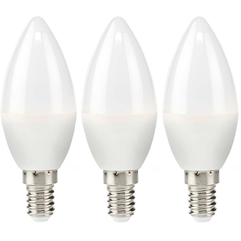 NEDIS LED žárovka E14/ svíčka/ 4,9 W/ 220 V/ 470 lm/ 2700 K/ teplá bílá/ matná/ 3 kusy