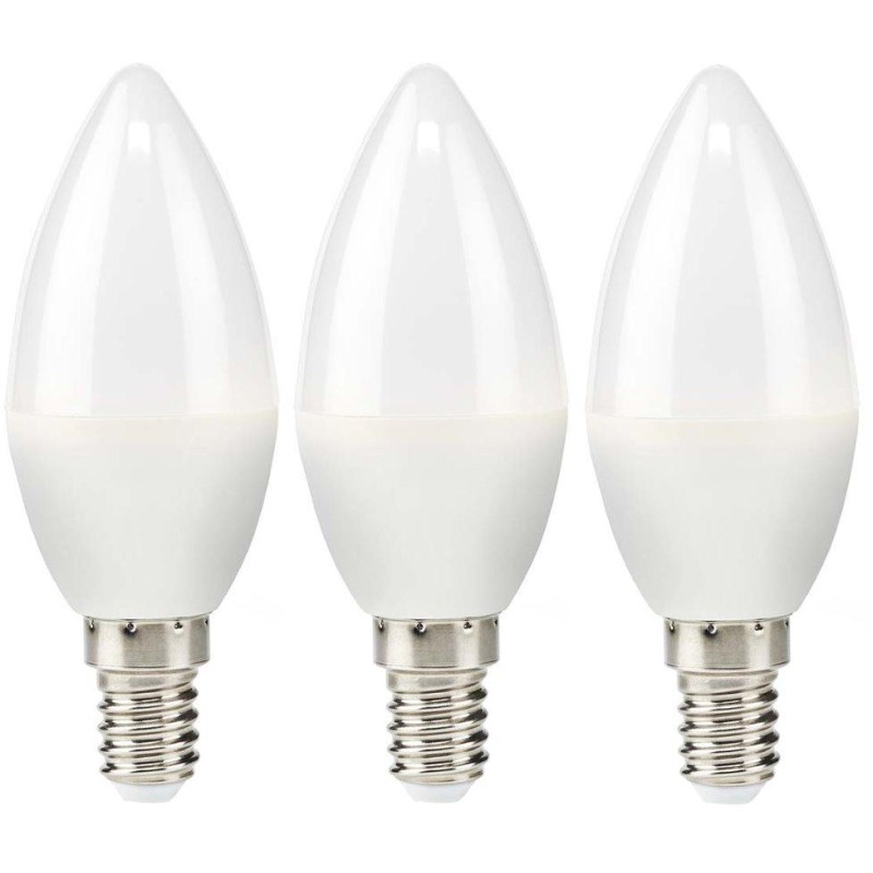 NEDIS LED žárovka E14/ svíčka/ 2,8 W/ 220 V/ 250 lm/ 2700 K/ teplá Bílá/ matná/ 3 kusy