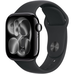 Apple Watch Series 11 Cellular 46mm Klavírně černý hliník s černým sportovním řemínkem - S/M