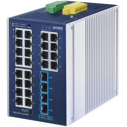Planet IGS-4215-24T4X průmyslový L2 switch, 24 GbE, 4x10Gb SFP+, -40~75°C, 9-48VDC, IP30, fanless