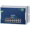 Planet WGS-5215-16UP4X flacher L2-Switch, 16x 1-GbE-802.3bt-Ports, 720 W, 4x 10-Gbit-SFP+-Ports, 48–54 V DC, -40 bis 75 °C, Schu