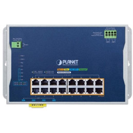 Planet WGS-5215-16UP4X plochý L2 switch, 16x1GbE 802.3bt 720W, 4x 10 Gbit SFP+, 48-54VDC, -40~75°C, IP30, fanless