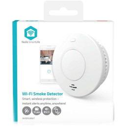 NEDIS Wi-Fi chytrý detektor kouře/ napájení z baterie/ hlas. 85 dB/ výdrž snímače a baterie 10 let/ Android/ iOS/ bílý
