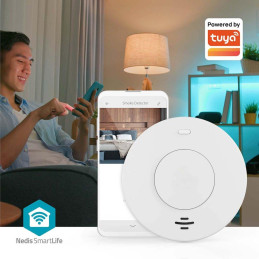 NEDIS Wi-Fi chytrý detektor kouře/ napájení z baterie/ hlas. 85 dB/ výdrž snímače a baterie 10 let/ Android/ iOS/ bílý