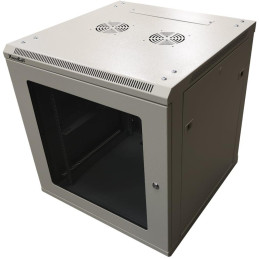 XtendLan 12U/600x600, na zeď, jednodílný, rozložený, skleněné dveře, šedý