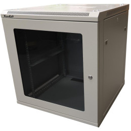 XtendLan 12U/600x600, na zeď, jednodílný, rozložený, skleněné dveře, šedý