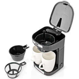 NEDIS Butler kávovar/ na dva šálky/ kapacita 0,25 l/ automatické vypnutí/ černý