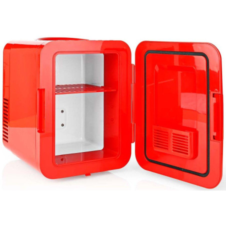 NEDIS Melissa přenosná mini lednička/ objem 4 litry/ chlazení 8 - 18 °C/ AC 100 - 240 V / 12 V/ spotřeba 48 W/ červená