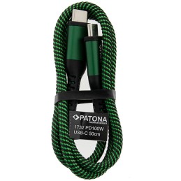 PATONA kabel USB-C/USB-C, Power delivery 100W, opletený, 50cm