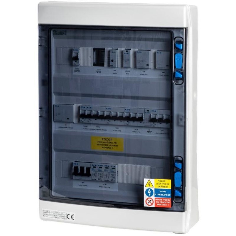 Solarmi AC40 osazený rozvaděč pro fotovoltaiku, jističe, chránič, 10kW 3f, plný automatický backup, 40A