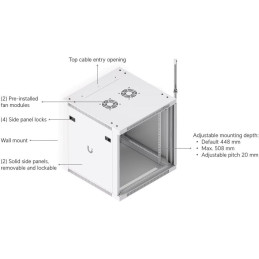 Ubiquiti UniFi 12U Rack Cabinet Wall 600 Glass