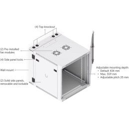 Ubiquiti UniFi 12U Rack Cabinet Wall SW Glass
