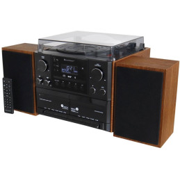 ROZBALENÉ - Soundmaster Elite line MCD5600BR/ Gramofon/ CD/ 2x kazeta/ BT/ DAB+/ MP3/ 2x5W/ Hnědo-černá