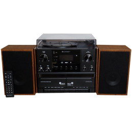 ROZBALENÉ - Soundmaster Elite line MCD5600BR/ Gramofon/ CD/ 2x kazeta/ BT/ DAB+/ MP3/ 2x5W/ Hnědo-černá