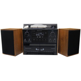 ROZBALENÉ - Soundmaster Elite line MCD5600BR/ Gramofon/ CD/ 2x kazeta/ BT/ DAB+/ MP3/ 2x5W/ Hnědo-černá