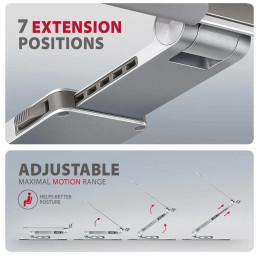 AXAGON hliníkový stojan pro notebooky velikosti 10" - 17,3" s 360°rotací / STND-LR /  stříbrný