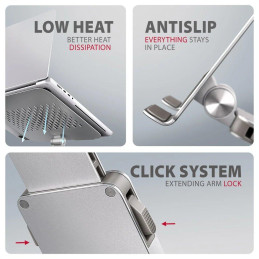 AXAGON hliníkový stojan pro notebooky velikosti 10" - 17,3" s 360°rotací / STND-LR /  stříbrný