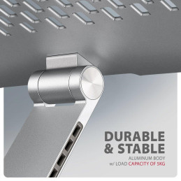 AXAGON hliníkový stojan pro notebooky velikosti 10" - 17,3" s 360°rotací / STND-LR /  stříbrný