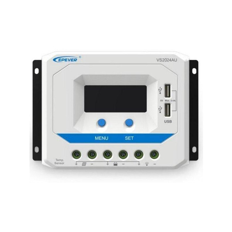 EPEVER VS2024AU solární PWM regulátor 12/24 V, 20 A, USB, vstup 50V