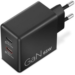 Lenovo Dual USB-C 65W GaN Charger, black