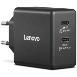 Lenovo Dual USB-C 65W GaN Charger, black