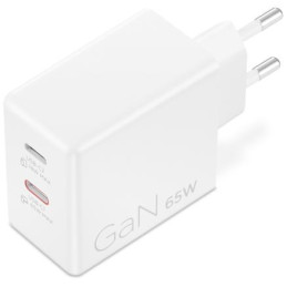 Lenovo Dual USB-C 65W GaN Charger, white