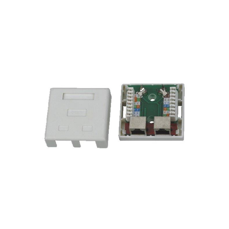 XtendLan Zásuvka 2x RJ-45, Cat5e, stíněná, na zeď, spodní vývod, narážecí