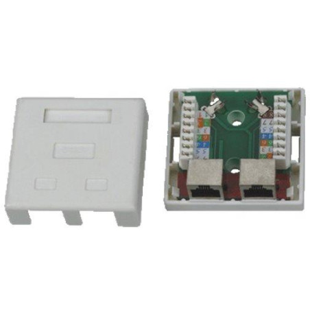 XtendLan Zásuvka 2x RJ-45, Cat5e, stíněná, na zeď, spodní vývod, narážecí