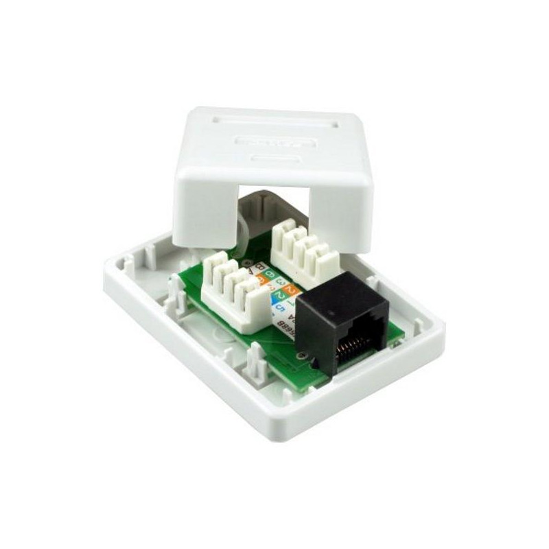 XtendLan Zásuvka 1x RJ-45, Cat5e, nestíněná, na zeď, spodní vývod, narážecí
