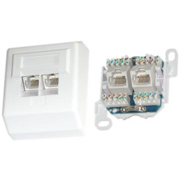 XtendLan Zásuvka 2x RJ-45, Cat5e, nestíněná, na zeď, šikmý vývod, narážecí LSA