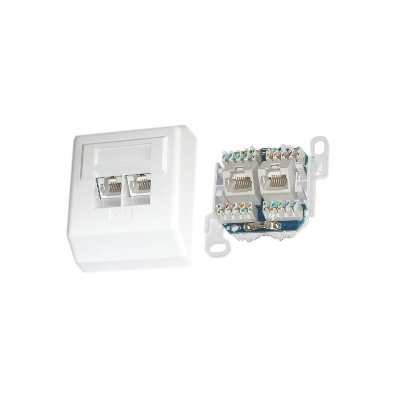 XtendLan Zásuvka 2x RJ-45, Cat5e, nestíněná, na zeď, šikmý vývod, narážecí LSA