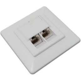 XtendLan Zásuvka 2x RJ-45, Cat6, nestíněná, pod omítku, při užití krabičky i na zeď, šikmý vývod