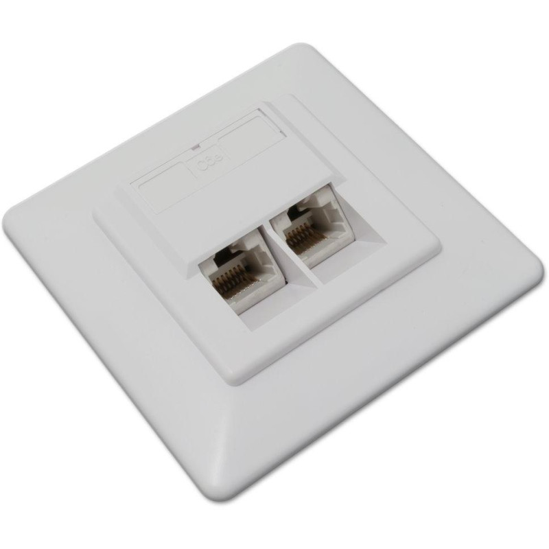 XtendLan Zásuvka 2x RJ-45, Cat6, nestíněná, pod omítku, při užití krabičky i na zeď, šikmý vývod