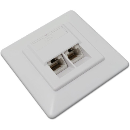 XtendLan Zásuvka 2x RJ-45, Cat6, nestíněná, pod omítku, při užití krabičky i na zeď, šikmý vývod