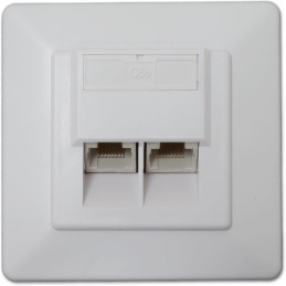 XtendLan Zásuvka 2x RJ-45, Cat6, nestíněná, pod omítku, při užití krabičky i na zeď, šikmý vývod