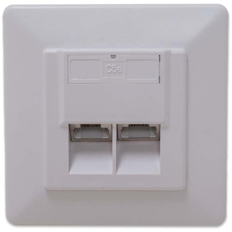 XtendLan Zásuvka 2x RJ-45, Cat6, stíněná, pod omítku, při užití krabičky i na zeď, šikmý vývod