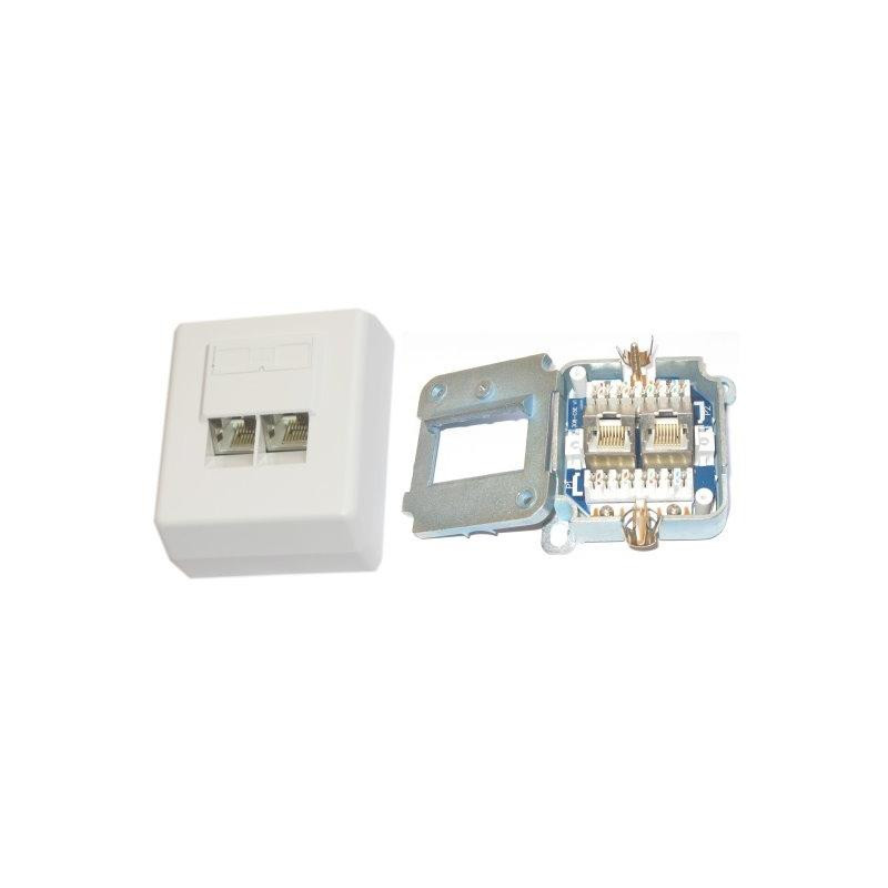 XtendLan Zásuvka 2x RJ-45, Cat5e, stíněná, na zeď, šikmý vývod, narážecí