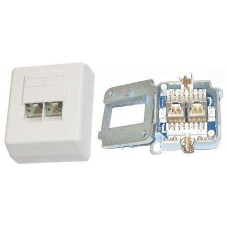 XtendLan Zásuvka 2x RJ-45, Cat5e, stíněná, na zeď, šikmý vývod, narážecí