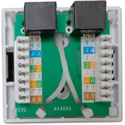 XtendLan Zásuvka 2x RJ-45, Cat5e, nestíněná, na zeď, spodní vývod, narážecí